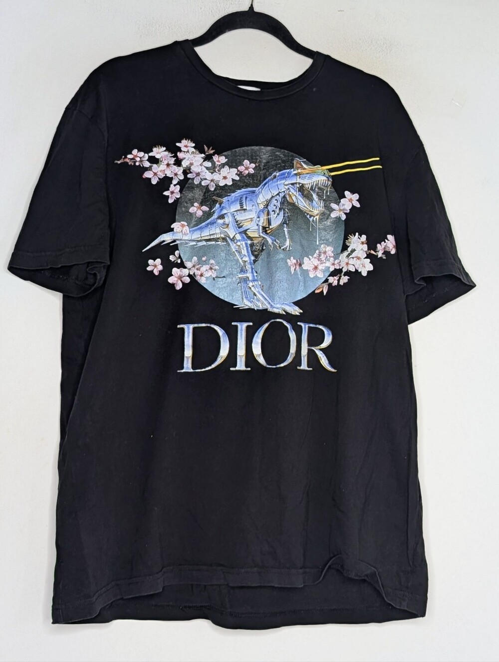DIOR SORAYAMA DINOSAUR T-SHIRT cherry blossom T-rex black XXL